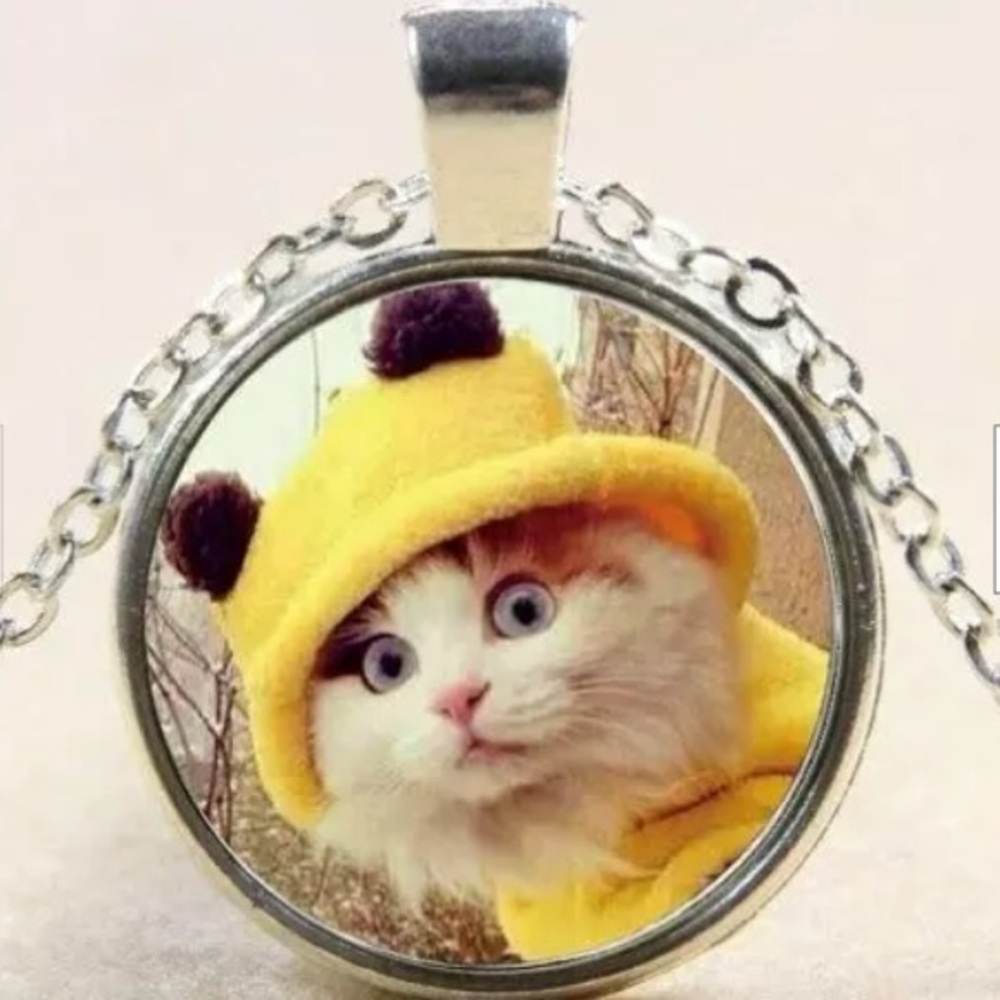 Cat Cabochon Pendant Tibetan silver Necklace